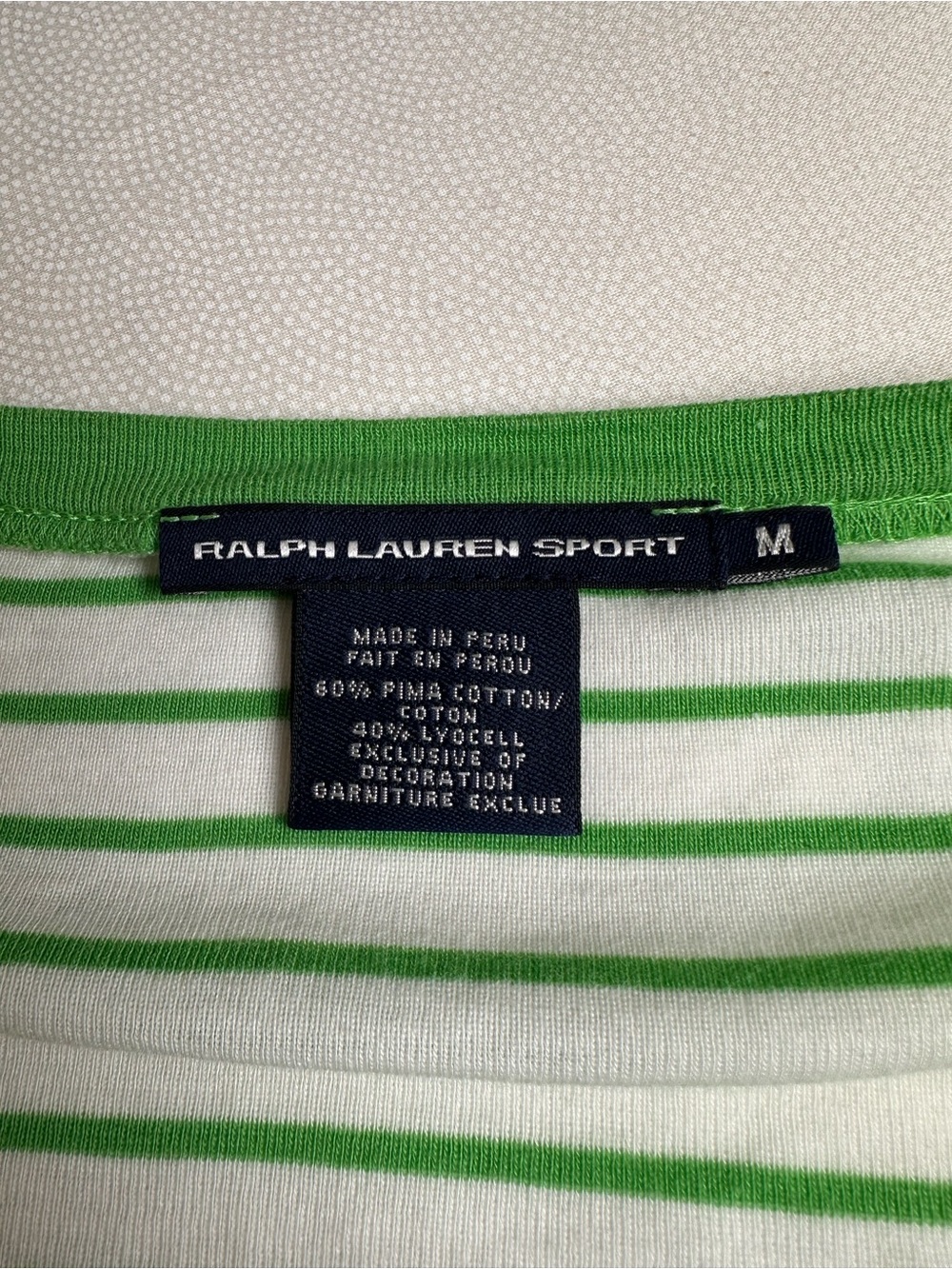Ralph Lauren Sport Green White Striped V Neck Shirt Women’s M Lyocell - Picture 5 of 11